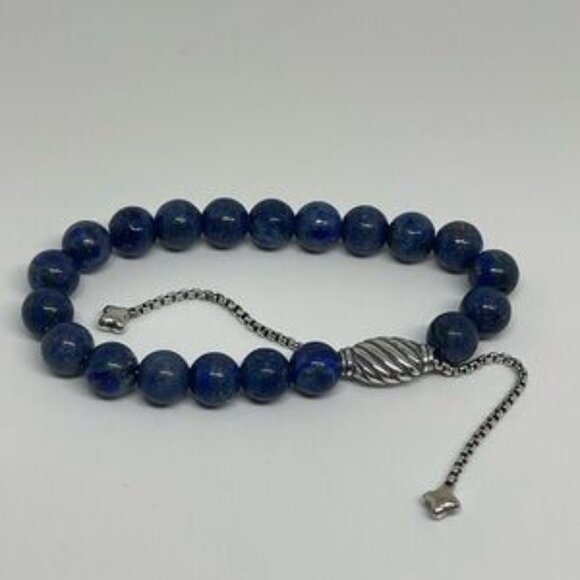 DAVID YURMAN Sterling Silver Pearl 8mm Spiritual Bead Bracelet Navy - Picture 2 of 2